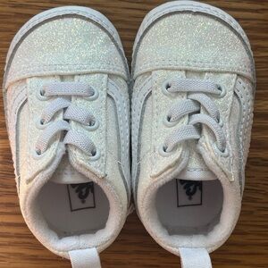 Vans glitter baby old skool crib shoes size 2